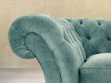 Flora 4 Seat Chesterfield Sofa In Summer Mist Vintage Velvet