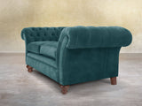 Flora 4 Seat Chesterfield Sofa In Teal Vintage Velvet