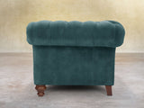 Flora 4 Seat Chesterfield Sofa In Teal Vintage Velvet