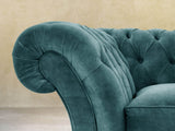 Flora 4 Seat Chesterfield Sofa In Teal Vintage Velvet