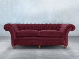 Flora 4 Seat Chesterfield Sofa In Wine Lush Velvet