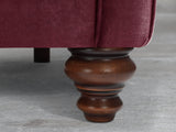 Flora 4 Seat Chesterfield Sofa In Wine Lush Velvet