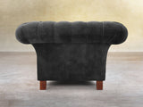 Flora Chesterfield Chair In Black Cat Vintage Velvet
