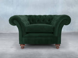 Flora Chesterfield Chair In Dark Green Lush Velvet