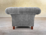Flora Chesterfield Chair In Dove Vintage Velvet