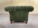 Flora Chesterfield Chair In Jade Vintage Velvet
