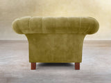 Flora Chesterfield Chair In Olive Vintage Velvet
