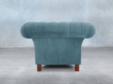 Flora Chesterfield Chair In Sky Lush Velvet