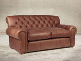 Frankie 2 Seat Chesterfield Sofa In Redwood Soft 'n' Easy Leather