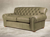 Frankie 2 Seat Chesterfield Sofa In Sage Soft 'n' Easy Leather