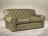 Frankie 2 Seat Chesterfield Sofa In Sage Soft 'n' Easy Leather