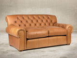 Frankie 2 Seat Chesterfield Sofa In Tawny Soft 'n' Easy Leather