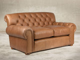 Frankie Snug 2 Seat Chesterfield Sofa In Camel Soft 'n' Easy Leather