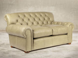 Frankie Snug 2 Seat Chesterfield Sofa In Oyster Soft 'n' Easy Leather