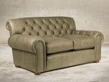 Frankie Snug 2 Seat Chesterfield Sofa In Sage Soft 'n' Easy Leather