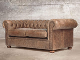 Hector 2 Seat Chesterfield Sofa In Brown Vintage Leather