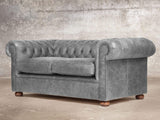Hector 2 Seat Chesterfield Sofa In Grey Vintage Leather