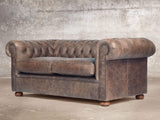 Hector 2 Seat Chesterfield Sofa In Hickory Vintage Leather