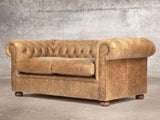 Hector 2 Seat Chesterfield Sofa In Tan Vintage Leather