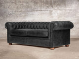 Hector Bigger 3 Seat Chesterfield Sofa In Black Vintage Leather