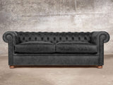 Hector Bigger 3 Seat Chesterfield Sofa In Black Vintage Leather