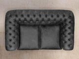 Hector Bigger 3 Seat Chesterfield Sofa In Black Vintage Leather
