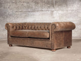 Hector Bigger 3 Seat Chesterfield Sofa In Brown Vintage Leather