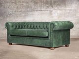 Hector Bigger 3 Seat Chesterfield Sofa In Green Vintage Leather