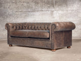 Hector Bigger 3 Seat Chesterfield Sofa In Hickory Vintage Leather
