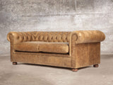 Hector Bigger 3 Seat Chesterfield Sofa In Tan Vintage Leather