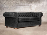Hector 3 Seat Chesterfield Sofa In Black Vintage Leather