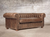 Hector 3 Seat Chesterfield Sofa In Brown Vintage Leather