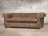 Hector 3 Seat Chesterfield Sofa In Brown Vintage Leather