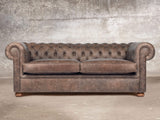 Hector 3 Seat Chesterfield Sofa In Hickory Vintage Leather