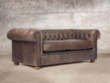 Hector 3 Seat Chesterfield Sofa In Hickory Vintage Leather