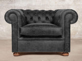 Hector Chesterfield Chair In Black Vintage Leather