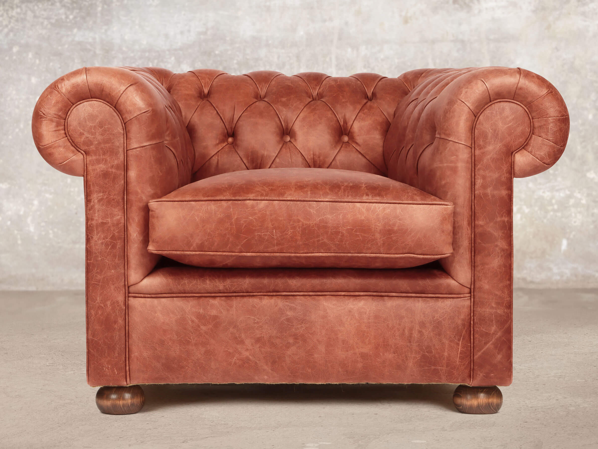 Leather chesterfield store chair and ottoman