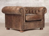 Hector Chesterfield Chair In Brown Vintage Leather