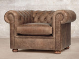 Hector Chesterfield Chair In Brown Vintage Leather