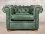 Hector Chesterfield Chair In Green Vintage Leather