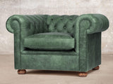 Hector Chesterfield Chair In Green Vintage Leather