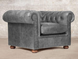 Hector Chesterfield Chair In Grey Vintage Leather