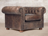 Hector Chesterfield Chair In Hickory Vintage Leather