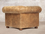 Hector Chesterfield Chair In Tan Vintage Leather