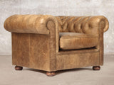 Hector Chesterfield Chair In Tan Vintage Leather