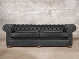 Hector 4 Seat Chesterfield Sofa In Black Vintage Leather