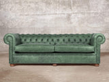 Hector 4 Seat Chesterfield Sofa In Green Vintage Leather