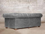 Hector 4 Seat Chesterfield Sofa In Grey Vintage Leather