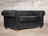 Hector Snug 2 Seat Chesterfield Sofa In Black Vintage Leather