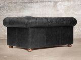 Hector Snug 2 Seat Chesterfield Sofa In Black Vintage Leather